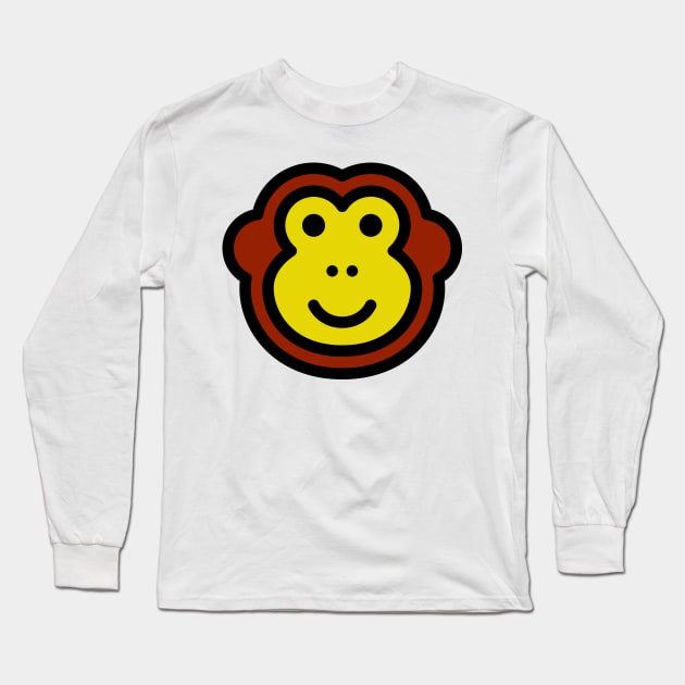 Cute Little Monkey Ape Yellow Long Sleeve T-Shirt by BradleyHeal